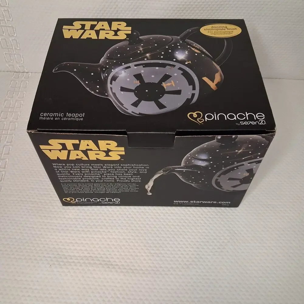 Star Wars Tea Pot Black Galactic Republic's Crest & Tie Fighters Lucasfilm New